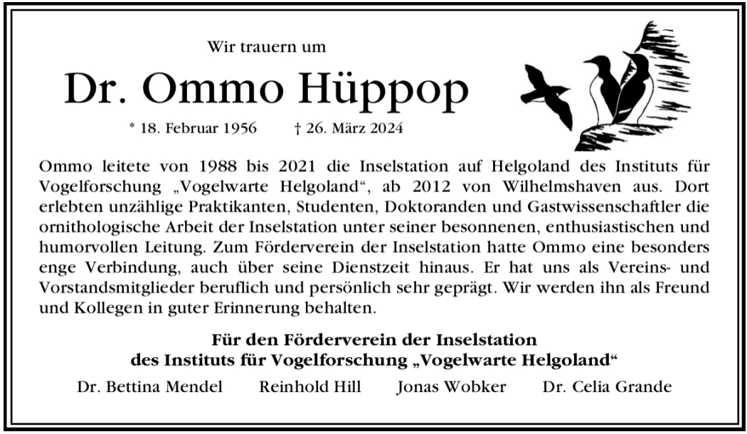 Traueranzeige Dr. Ommo H&uuml;ppop